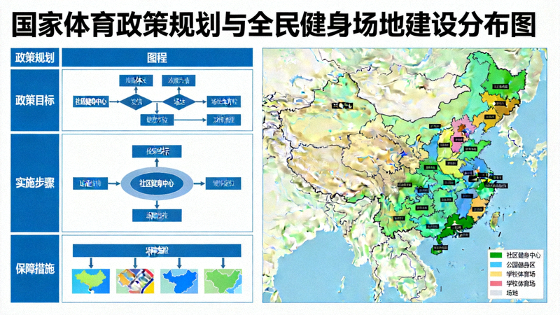 展示国家体育政策规划蓝图与全民健身场地建设分布图