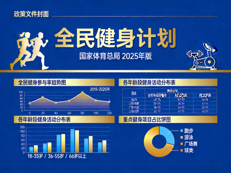《全民健身计划》政策文件封面与相关图表展示
